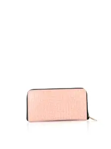 Style Shoes Women Pink Textured PU Leather Two Fold Wallet