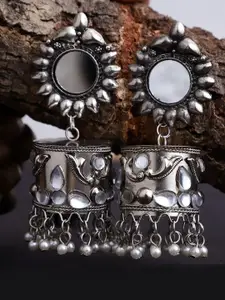 VENI Silver-Toned Contemporary Drop Earrings