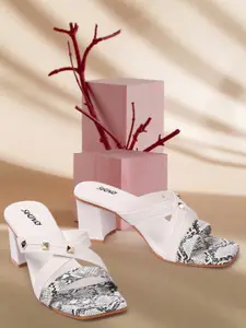 RINDAS White Embellished Block Sandals