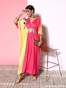 Inddus Women Pink Polyester Shimmer & Sequin Ethnic Dress