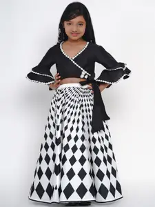 Bitiya by Bhama Girls Black & Off White Ready to Wear Lehenga &