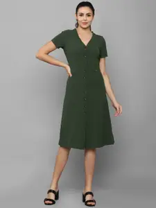 Allen Solly Woman Green A-Line Dress with front open