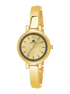 CRESTELLO Women Gold-Toned Brass Embellished Dial & Gold Toned Bracelet Style Straps Analogue Watch