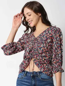Pepe Jeans Women Red Floral Print Crop Top