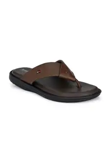 birgos Men Brown & Black Comfort Sandals