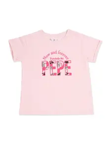 Pepe Jeans Girls Pink Typography Printed T-shirt