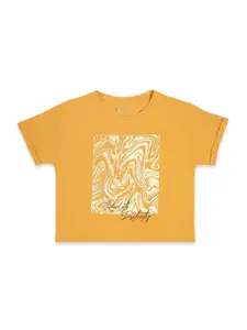 Pepe Jeans Girls Yellow Graphic Printed T-shirt