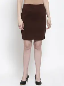 Westwood Women Brown Solid Pencil Mini Skirt