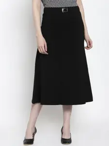 Westwood Women Black Solid A-Line Midi Skirt