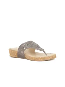 Bata Women Grey Embellished Flats