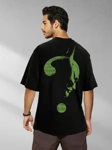 Bewakoof Men Black Batman Printed Pure Cotton Oversized T-shirt