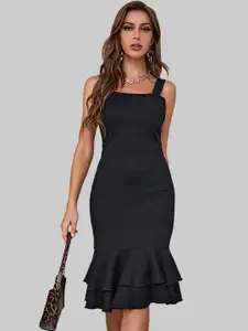 RARE Black Solid Sheath Dress