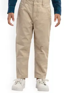 UNDER FOURTEEN ONLY Boys Beige Regular Fit Solid Trousers