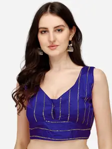 PUJIA MILLS Women Blue Sequinned Saree Blouse