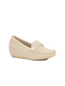 Bata Women Nude-Coloured Perforations PU Loafers