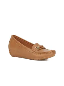 Bata Women Tan Solid PU Loafers