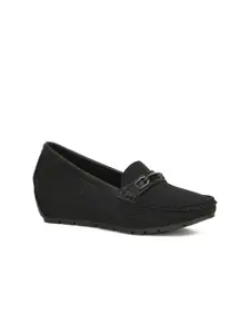 Bata Women Black Solid PU Loafers