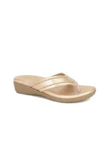 Bata Women Rose Gold Solid PU Flatform Sandals