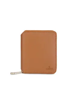 THE CLOWNFISH Women Brown Leather Zip Around Wallet