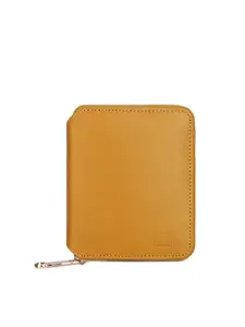 THE CLOWNFISH Women Yellow Leather Zip Around Wallet