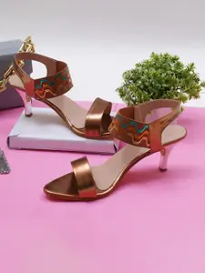 Misto Copper-Toned Embellished Party Slim Heels