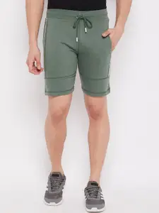 Duke Men Green Solid Cotton Shorts