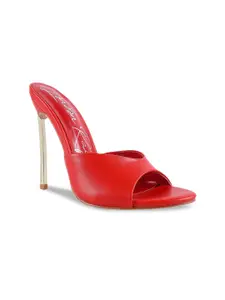 London Rag Red PU Party Stiletto Peep Toes