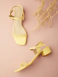 Tokyo Talkies Yellow Solid Block Sandals