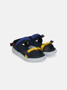United Colors of Benetton Men Black & Mustard Sports Sandals