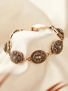 SOHI Women Gold-Toned & Black Gold-Plated Bangle-Style Bracelet
