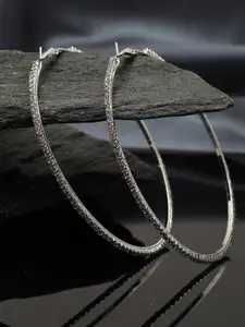 SOHI Silver-Toned Contemporary Hoop Earrings