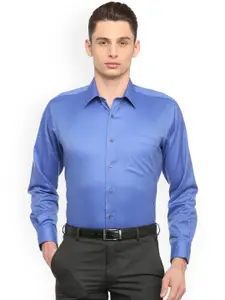 Van Heusen Men Blue Tailored Fit Solid Formal Shirt
