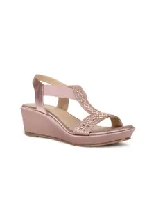 Marie Claire Pink Embellished Wedge Heels