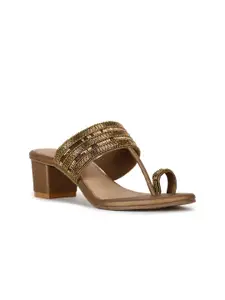 Marie Claire Gold-Toned Block Heels Sandals