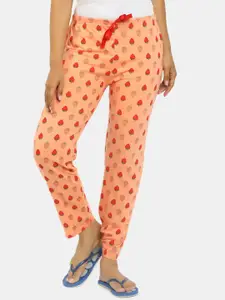 V-Mart Women Peach-coloured Printed Lounge Pants