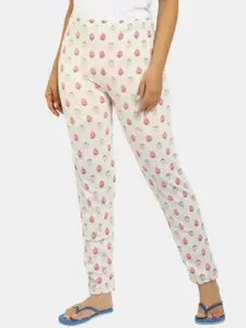 V-Mart Women Beige & Pink Printed Lounge Pants