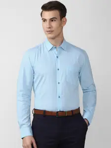 Peter England Men Blue Slim Fit Pure Cotton Formal Shirt