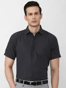 Van Heusen Men Grey Solid Cotton Formal Shirt
