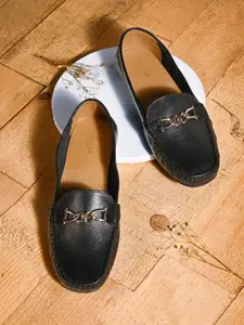 Rocia Women Black Leather Loafers