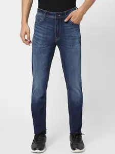 Jack & Jones Men Blue Ben Skinny Fit Low-Rise Light Fade Stretchable Jeans