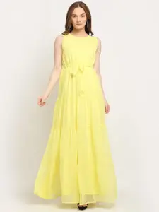 La Zoire Yellow Georgette Maxi Dress