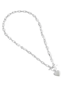 Accessorize London Platinum Plated Heart Chunky Collar Necklace
