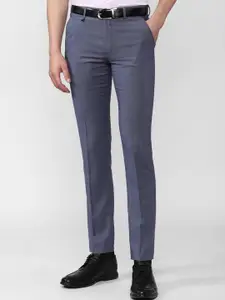 Van Heusen Men Blue Solid Slim Fit Trousers
