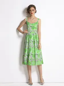 JC Collection Women Green Floral Dress