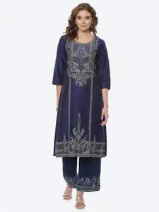 Rangriti Women Blue Ethnic Motifs Printed Kurta