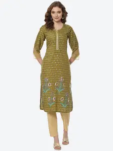 Rangriti Women Green Ethnic Motifs Printed Kurta
