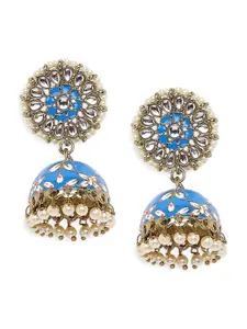 Mahi Blue Contemporary Jhumka Earrings