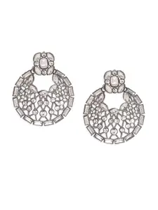 Mahi Silver-Toned Contemporary Drop Earrings
