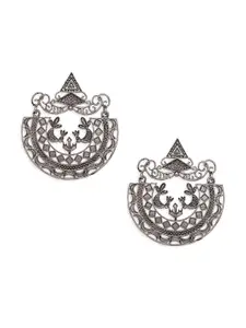 Mahi Silver-Toned Contemporary Dangler Earrings