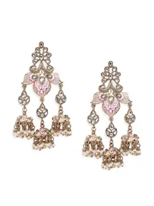 Mahi Pink Contemporary Jhumkas Earrings